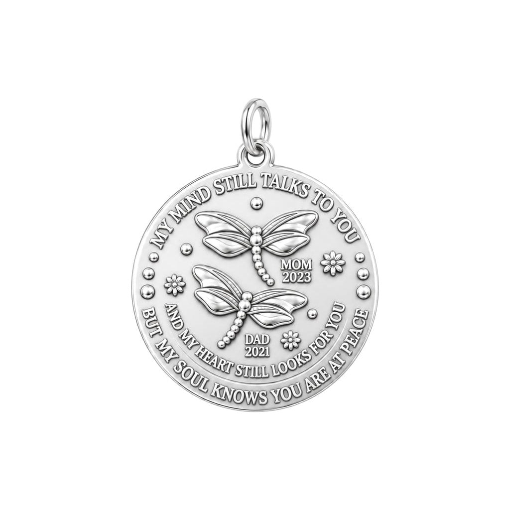 Dragonfly Remembrance Charm Bracelet – Personalized Memorial Gift – silver plated 3 cm charm, front view