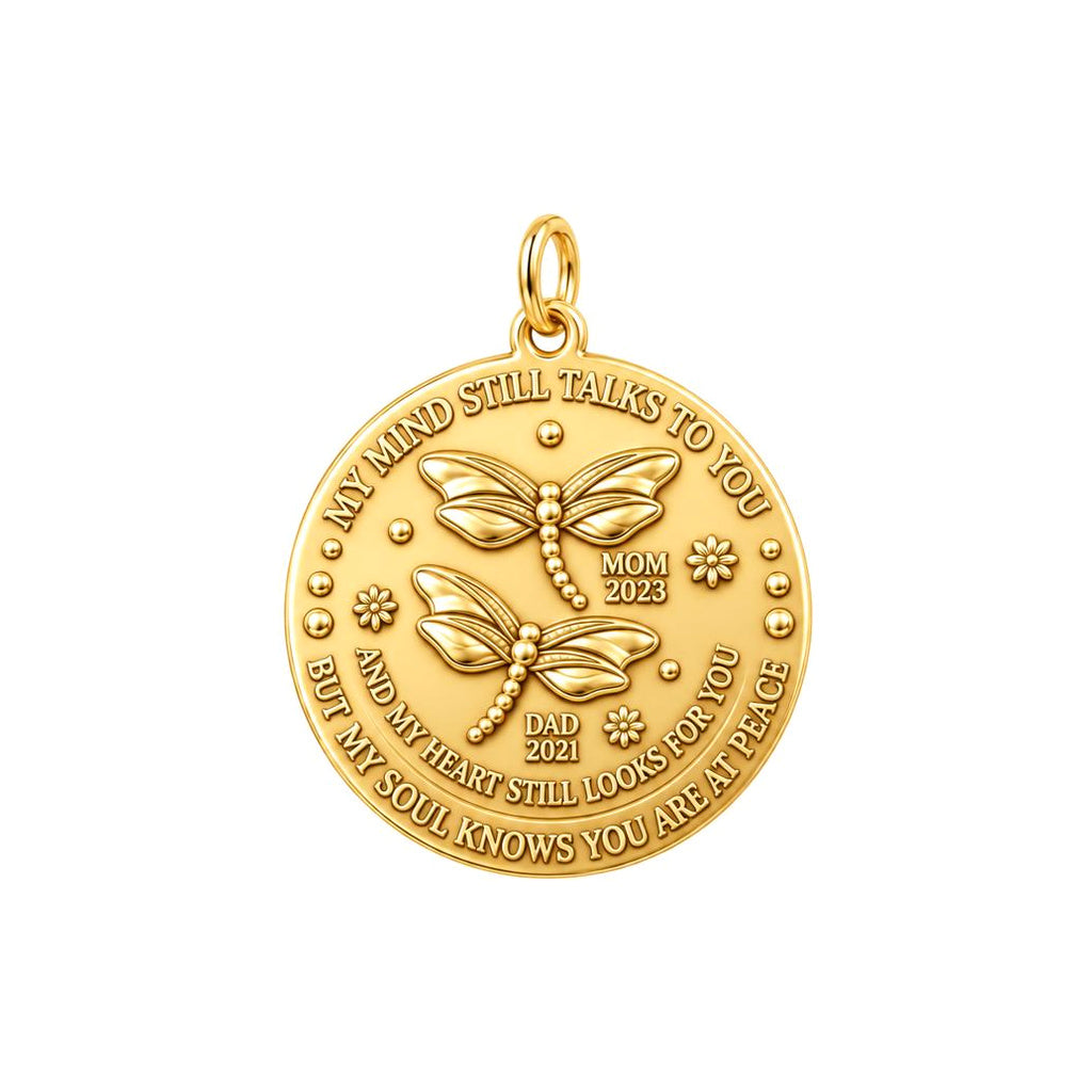 Dragonfly Remembrance Charm Bracelet – Personalized Memorial Gift – 18K gold plated 3 cm charm, front view