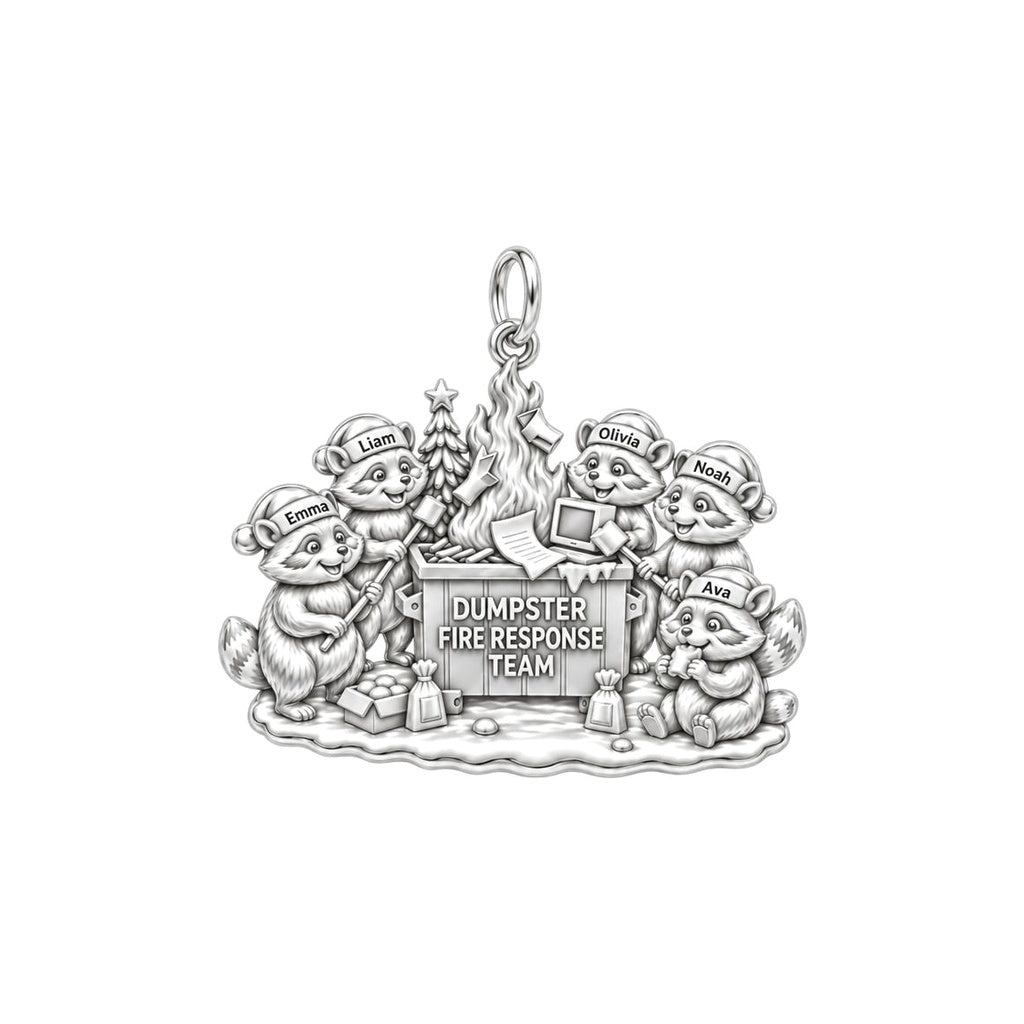 Dumpster Fire Response Team Charm Bracelet – Personalized Coworker – silver plated 3 cm charm, front view