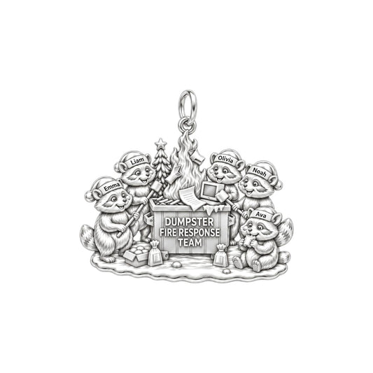 Dumpster Fire Response Team Charm Bracelet – Personalized Coworker – silver plated 3 cm charm, front view