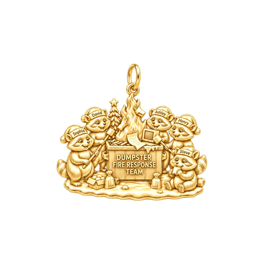 Dumpster Fire Response Team Charm Bracelet – Personalized Coworker – 18K gold plated 3 cm charm, front view