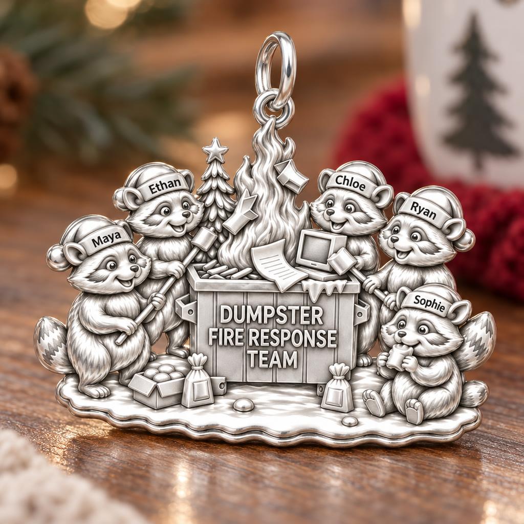 Dumpster Fire Response Team Charm Bracelet – Personalized Coworker – macro detail of the charm