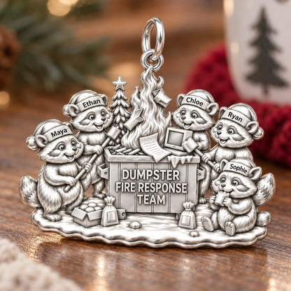 Dumpster Fire Response Team Charm Bracelet – Personalized Coworker – macro detail of the charm