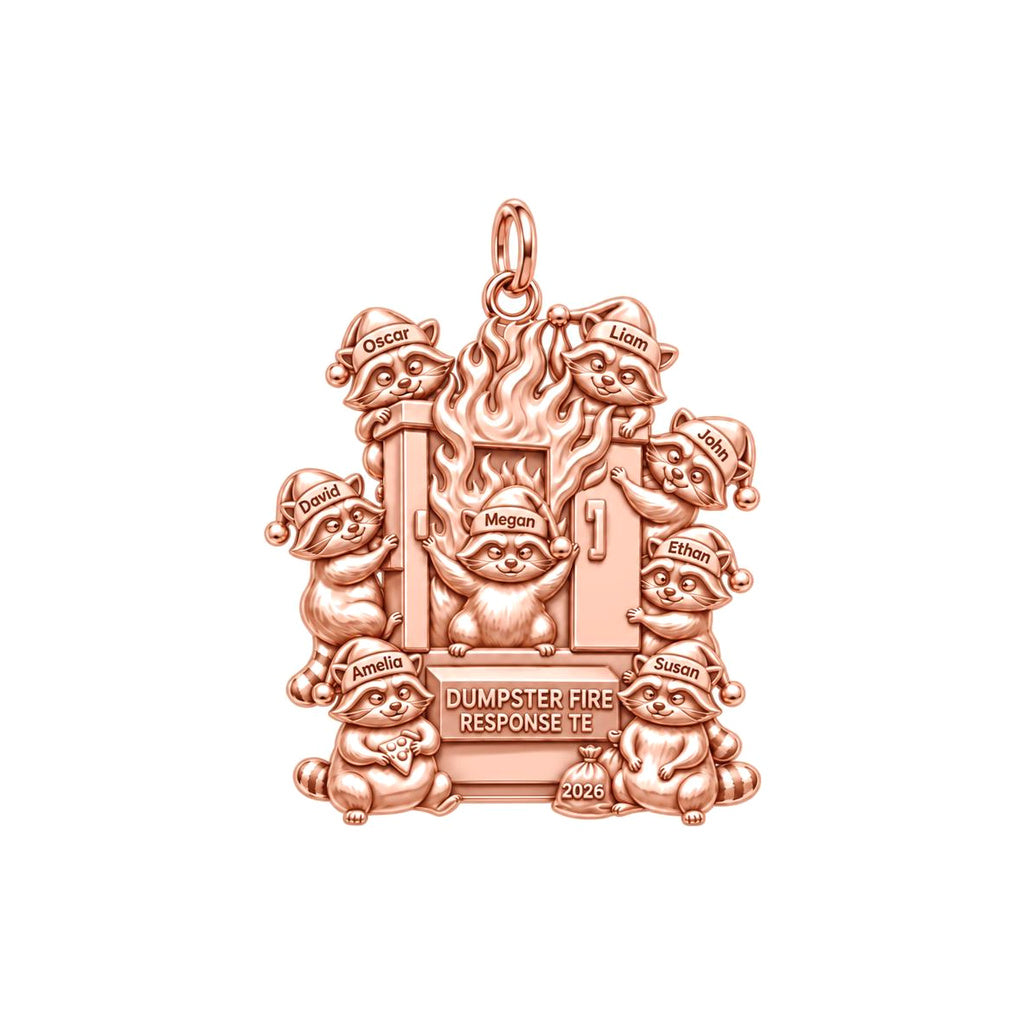 Dumpster Fire Team Charm Bracelet – Personalized Coworker Gift – rose gold 3 cm charm, front view