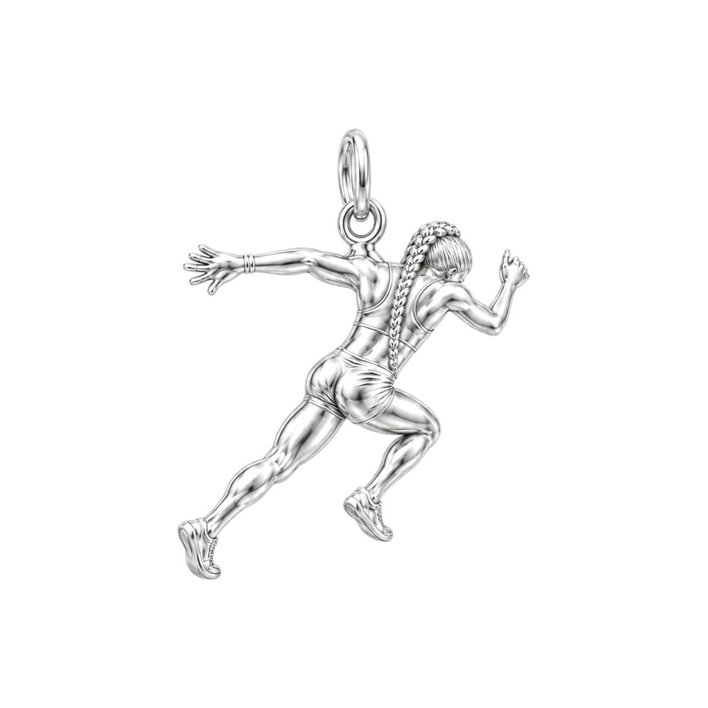Dynamic Sprinter Charm Bracelet – Personalized Athlete Gift – back of the charm, engraving area