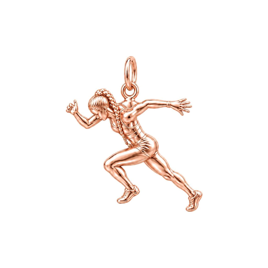 Dynamic Sprinter Charm Bracelet – Personalized Athlete Gift – rose gold charm, front view