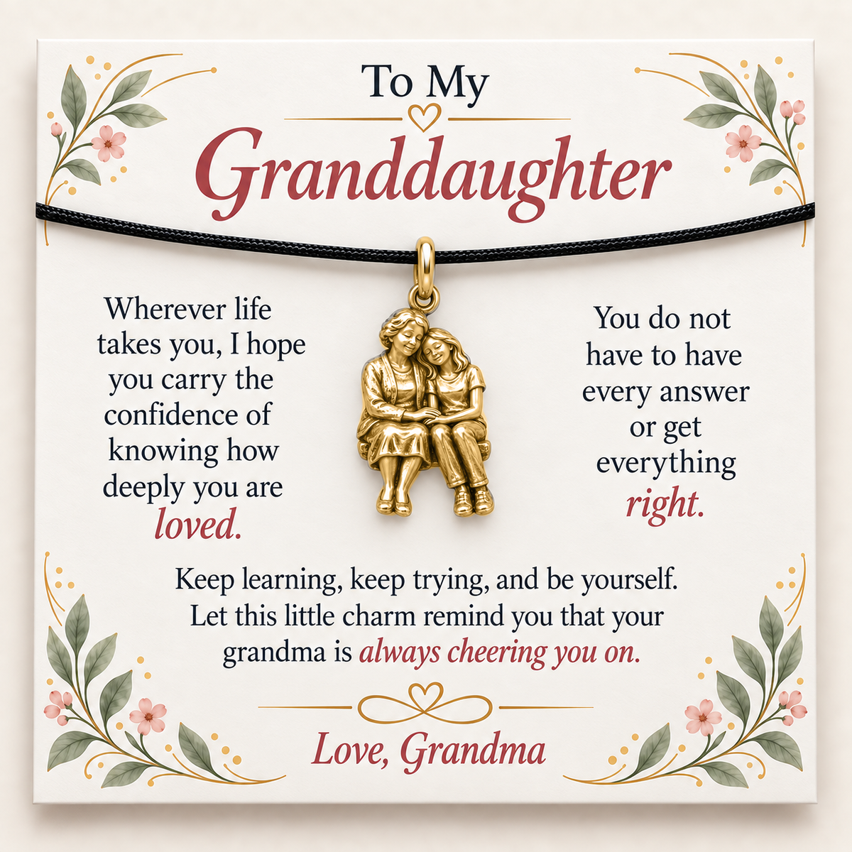 Grandma's Listening Love Charm: Always Cheering You On — Main image, gold finish