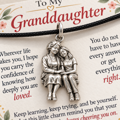 Grandma's Listening Love Charm: Always Cheering You On — Macro detail, silver finish