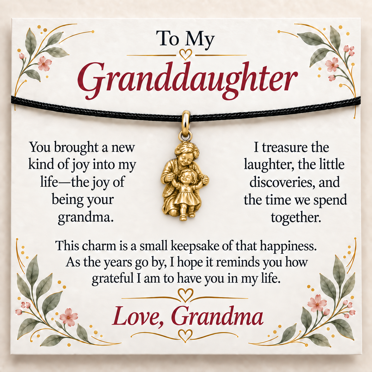 Grandma's First Steps Charm: Little Moments, Lasting Joy — Main image, gold finish