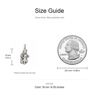 Grandma's First Steps Charm: Little Moments, Lasting Joy — Size guide, 13 mm body and 16 cm cord