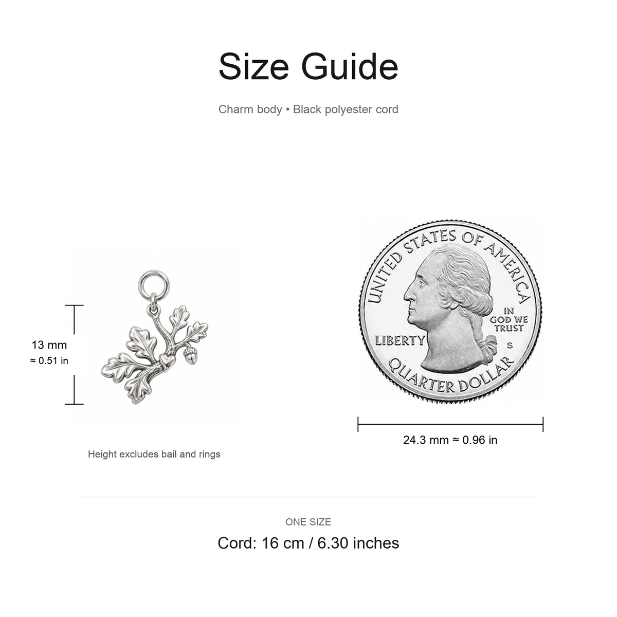 Rooted in Dad’s Love, Growing Strong — Size guide, 13 mm body and 16 cm cord