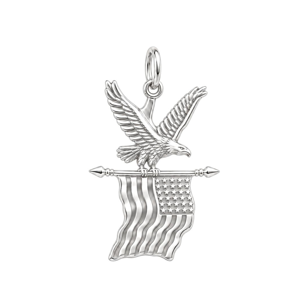 Eagle and American Flag Charm and Polyester Cord Bracelet Set