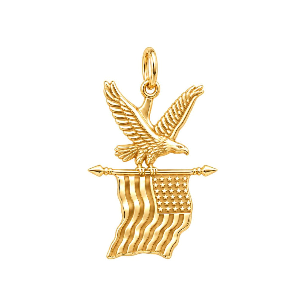 Eagle and American Flag Charm and Polyester Cord Bracelet Set