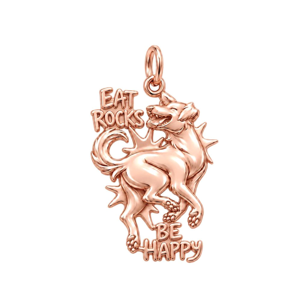 Eat Rocks Be Happy Charm and Polyester Cord Bracelet Set