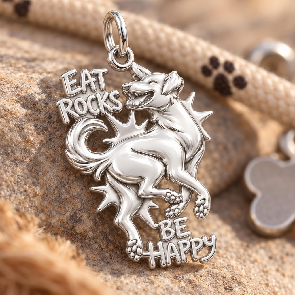 Eat Rocks Be Happy Charm and Polyester Cord Bracelet Set