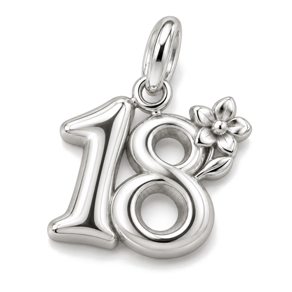 Eighteenth Birthday Bloom Charm — Silver Super Macro | charm-topics-remaining-444-2026-09-14 | topic-255