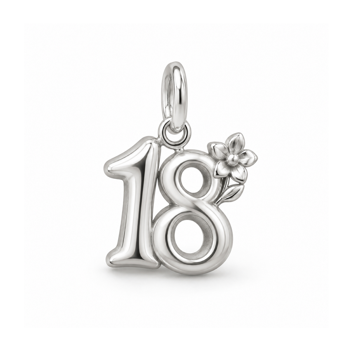 Eighteenth Birthday Bloom Charm — Silver | charm-topics-remaining-444-2026-09-14 | topic-255