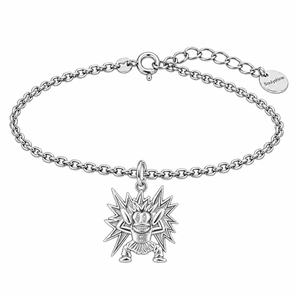 Electric Joy Monkey Charm Bracelet Set – silver, front view