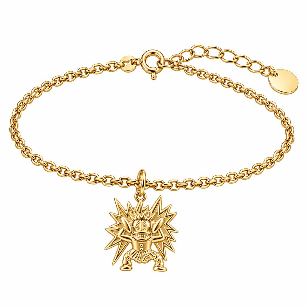 Electric Joy Monkey Charm Bracelet Set – 18K gold, front view