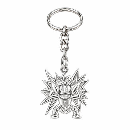 Electric Joy Monkey Charm Keychain – silver, front view