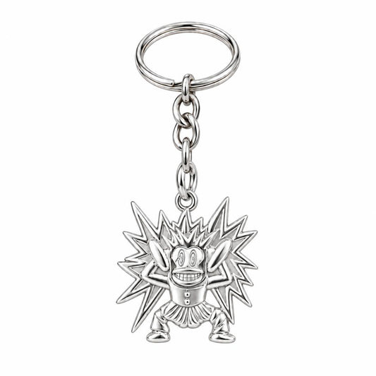 Electric Joy Monkey Charm Keychain – silver, front view