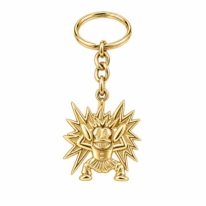 Electric Joy Monkey Charm Keychain – 18K gold, front view