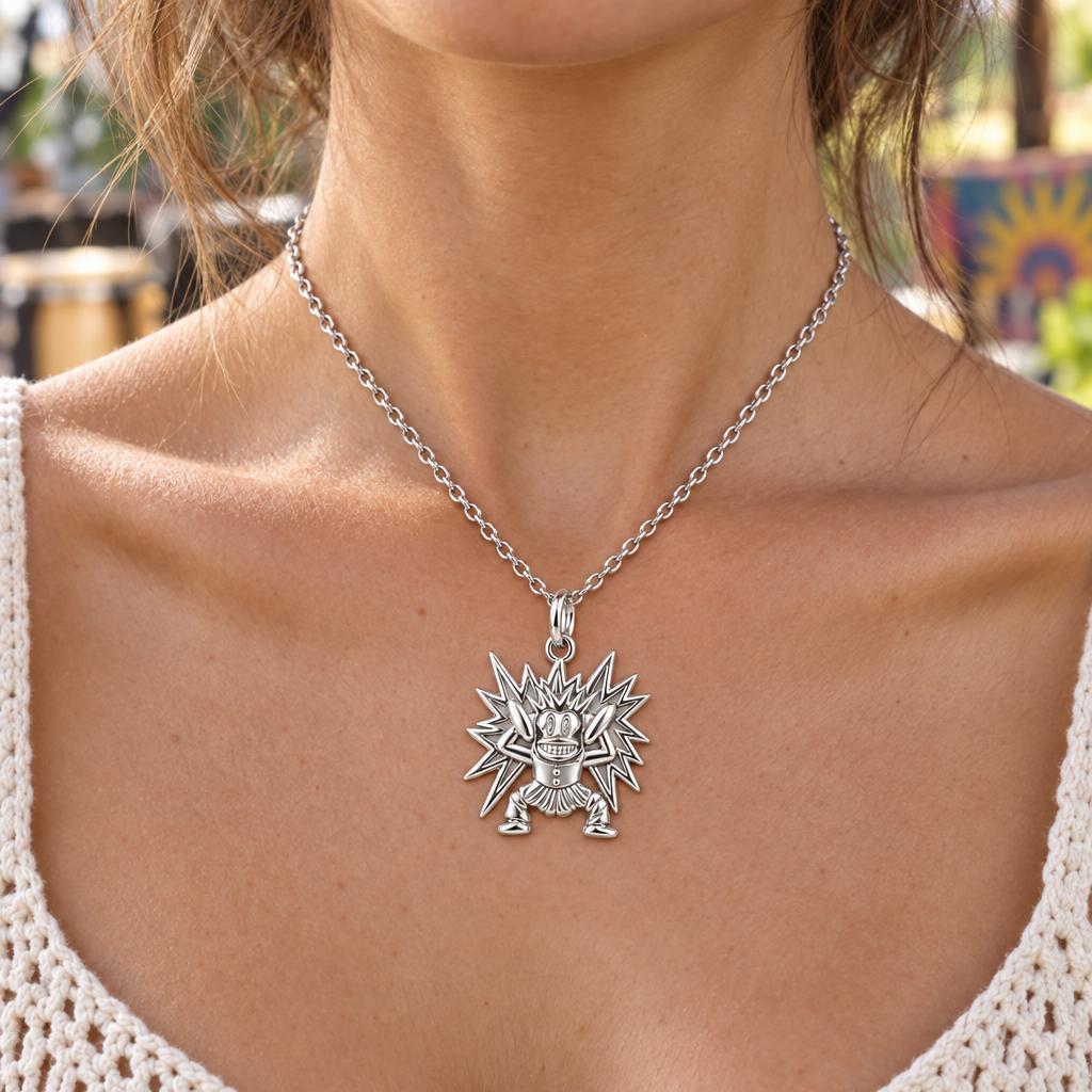 Electric Joy Monkey Charm Necklace Set – worn / in use