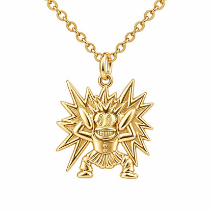 Electric Joy Monkey Charm Necklace Set – 18K gold, front view