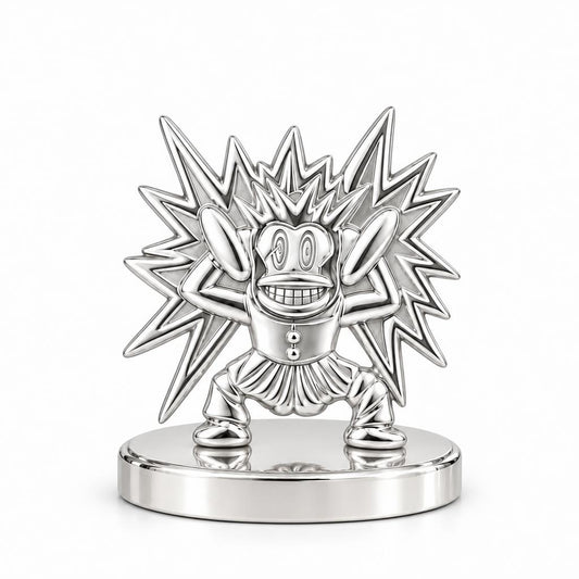 Electric Joy Monkey Keepsake Plaque – silver, front view