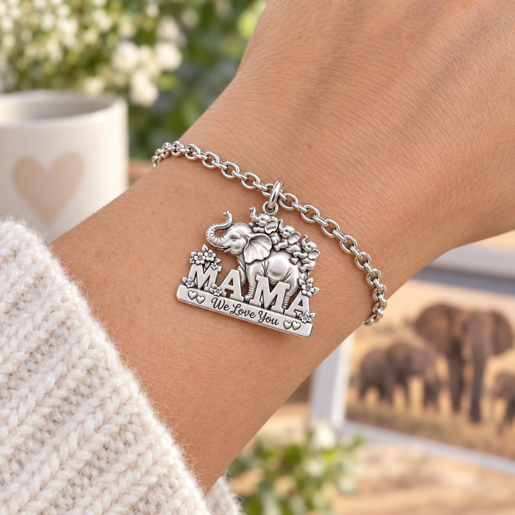 Elephant Matriarch and Calves Charm Bracelet Set – worn / in use
