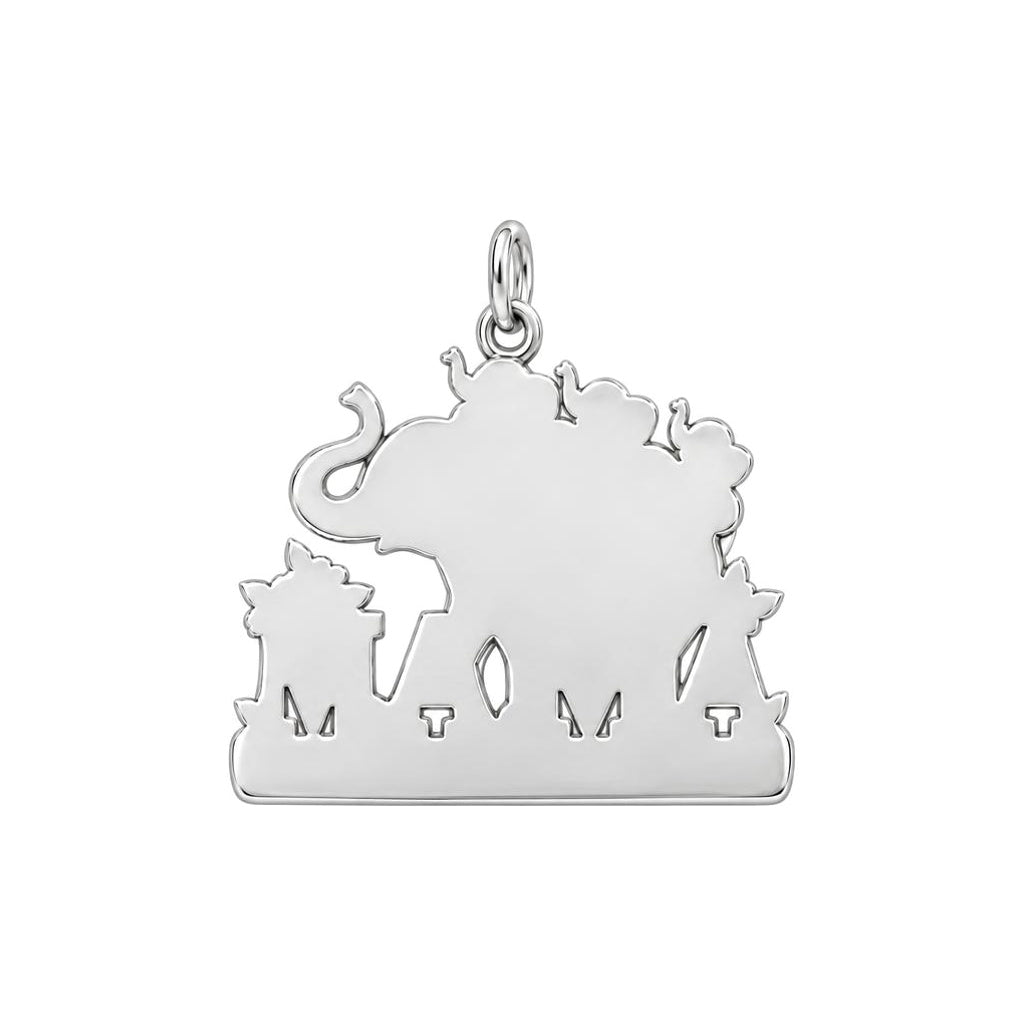 Elephant Matriarch and Calves Charm Keychain – back of the charm, engraving area