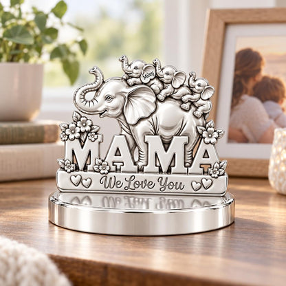 Elephant Matriarch and Calves Keepsake Plaque – worn / in use