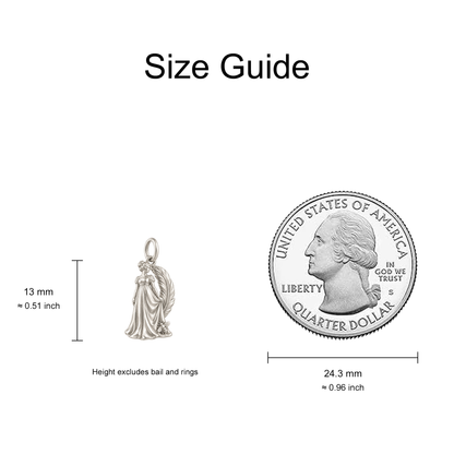 Empire Gown and Feather Charm — Size Guide — 13 mm body excluding bail and rings — 50-works-silver-20260916-79