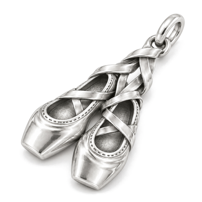 En Pointe Ballet Shoes Charm — Silver Super Macro | charm-topics-remaining-444-2026-09-14 | topic-238