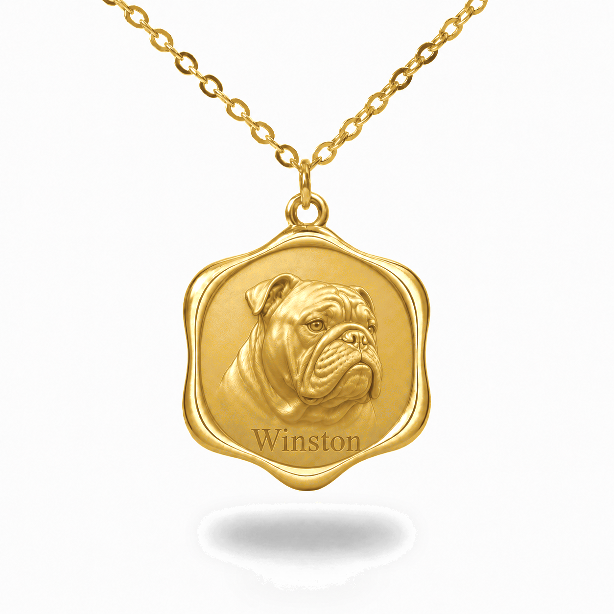 Soulyshine English Bulldog Precious Paw personalized pet photo necklace - 18K Gold Vermeil front
