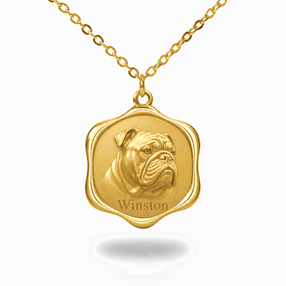 Soulyshine English Bulldog Precious Paw personalized pet photo necklace - 18K Gold Vermeil front