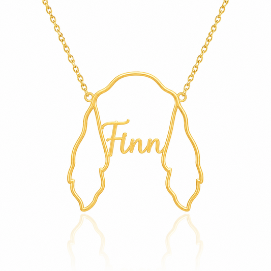 English Setter Whisper of Paws - Personalized Outline Your Pet's Face and Name Necklace