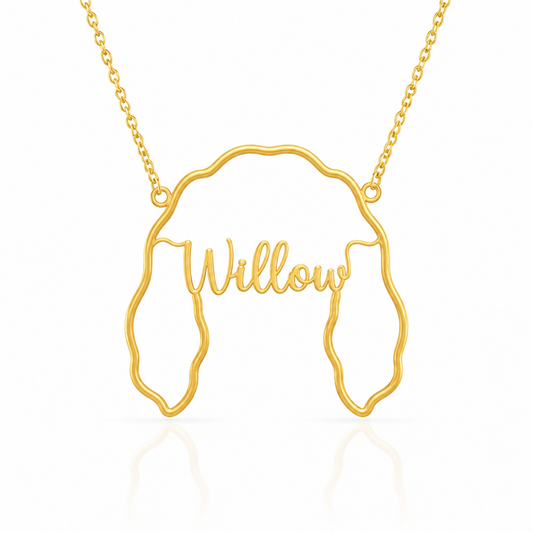English Springer Spaniel Whisper of Paws - Personalized Outline Your Pet's Face and Name Necklace
