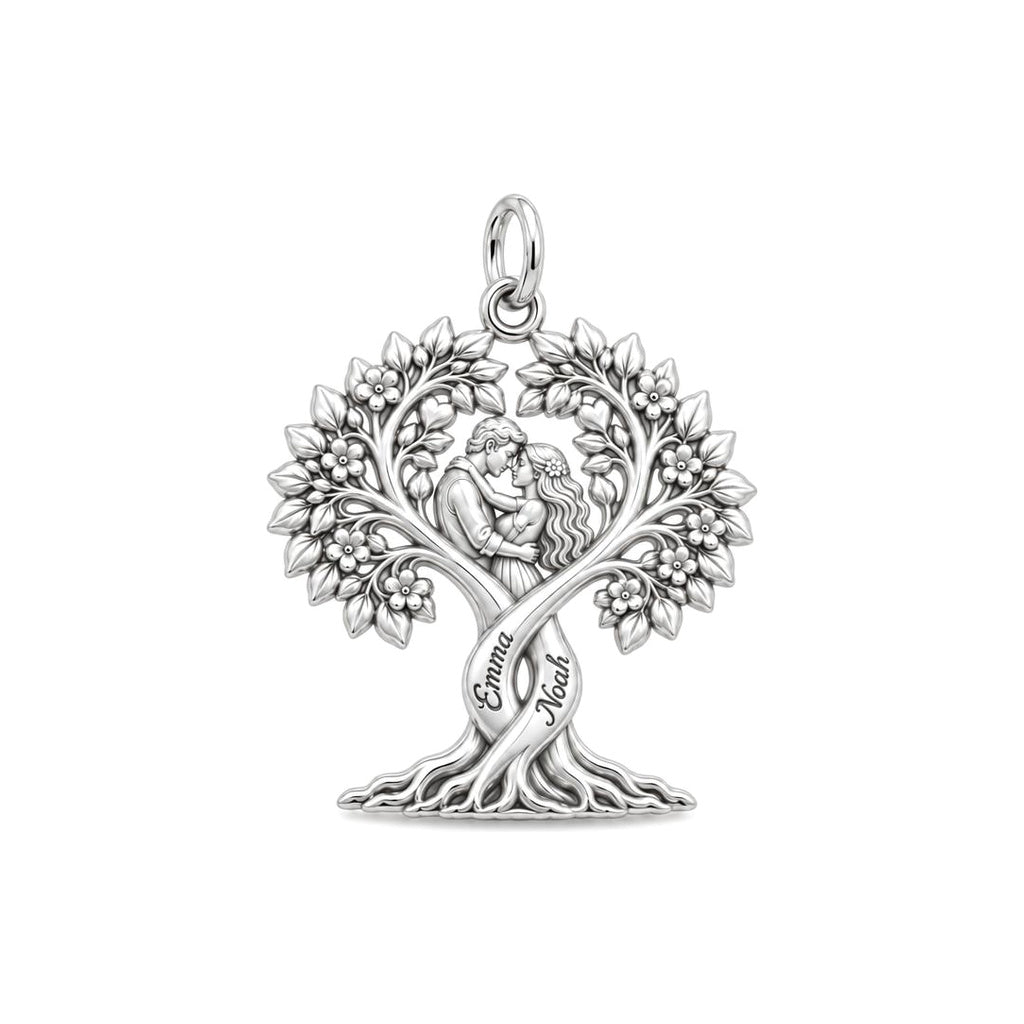 Entwined Roots of Love Charm Bracelet – Personalized Couple Gift – silver charm, front view