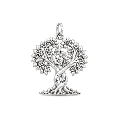 Entwined Roots of Love Charm Bracelet – Personalized Couple Gift – silver charm, front view