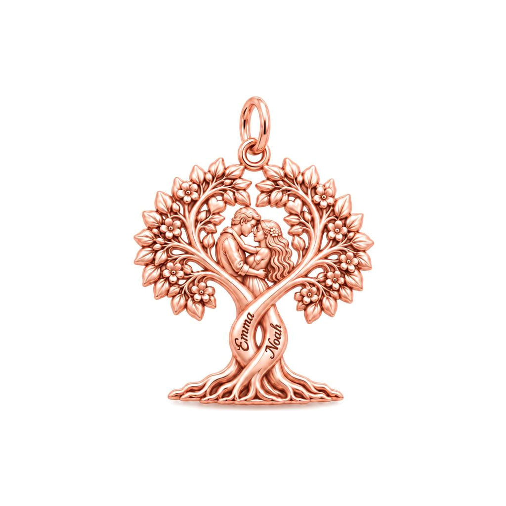 Entwined Roots of Love Charm Bracelet – Personalized Couple Gift – rose gold charm, front view
