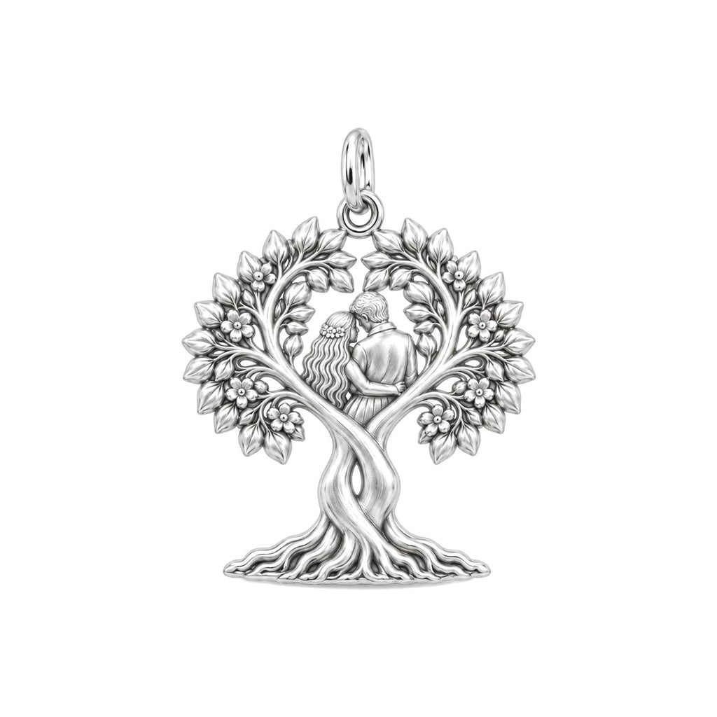 Entwined Roots of Love Charm Bracelet – Personalized Couple Gift – back of the charm, engraving area