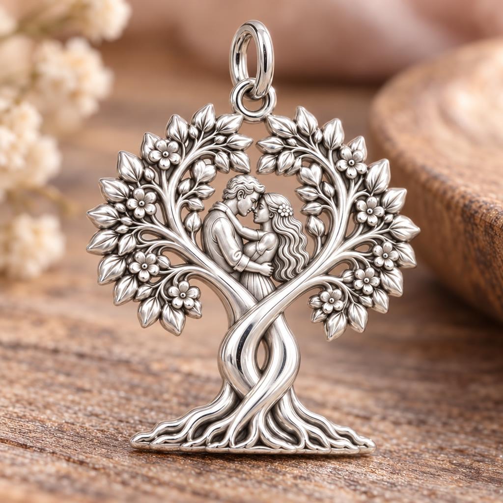 Entwined Roots of Love Charm Bracelet – Personalized Couple Gift – macro detail of the charm