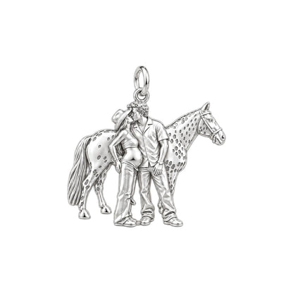Equestrian Family Charm Bracelet – Personalized Couple Gift – silver charm, front view
