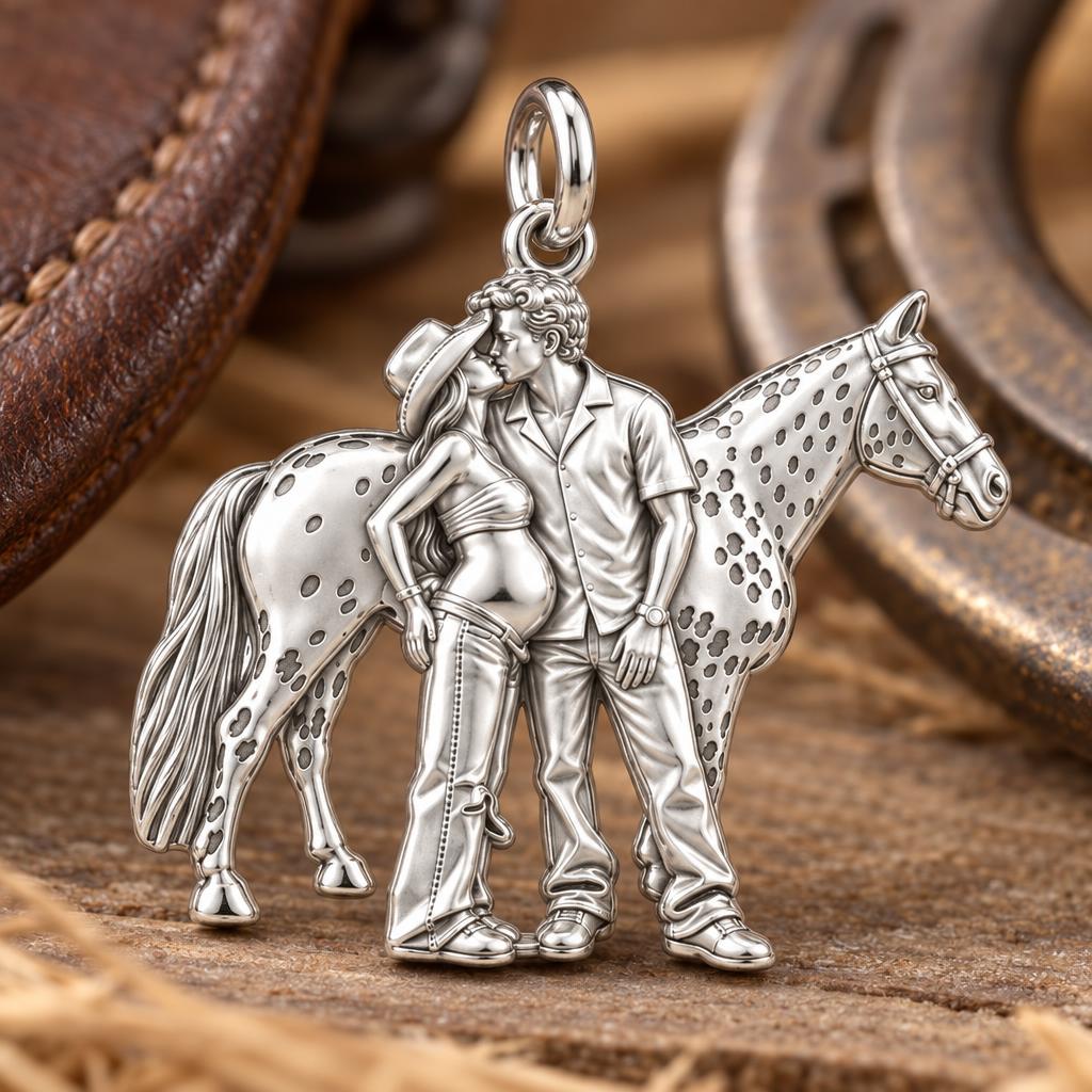 Equestrian Family Charm Bracelet – Personalized Couple Gift – macro detail of the charm