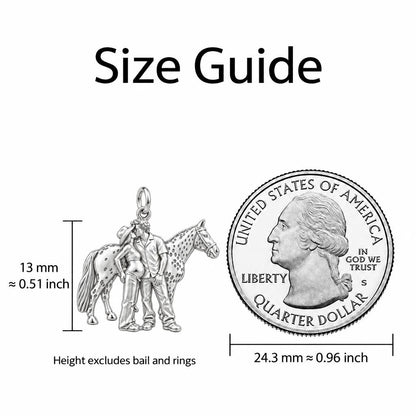 Equestrian Family Charm Bracelet – Personalized Couple Gift – size guide, 13 mm charm next to a quarter