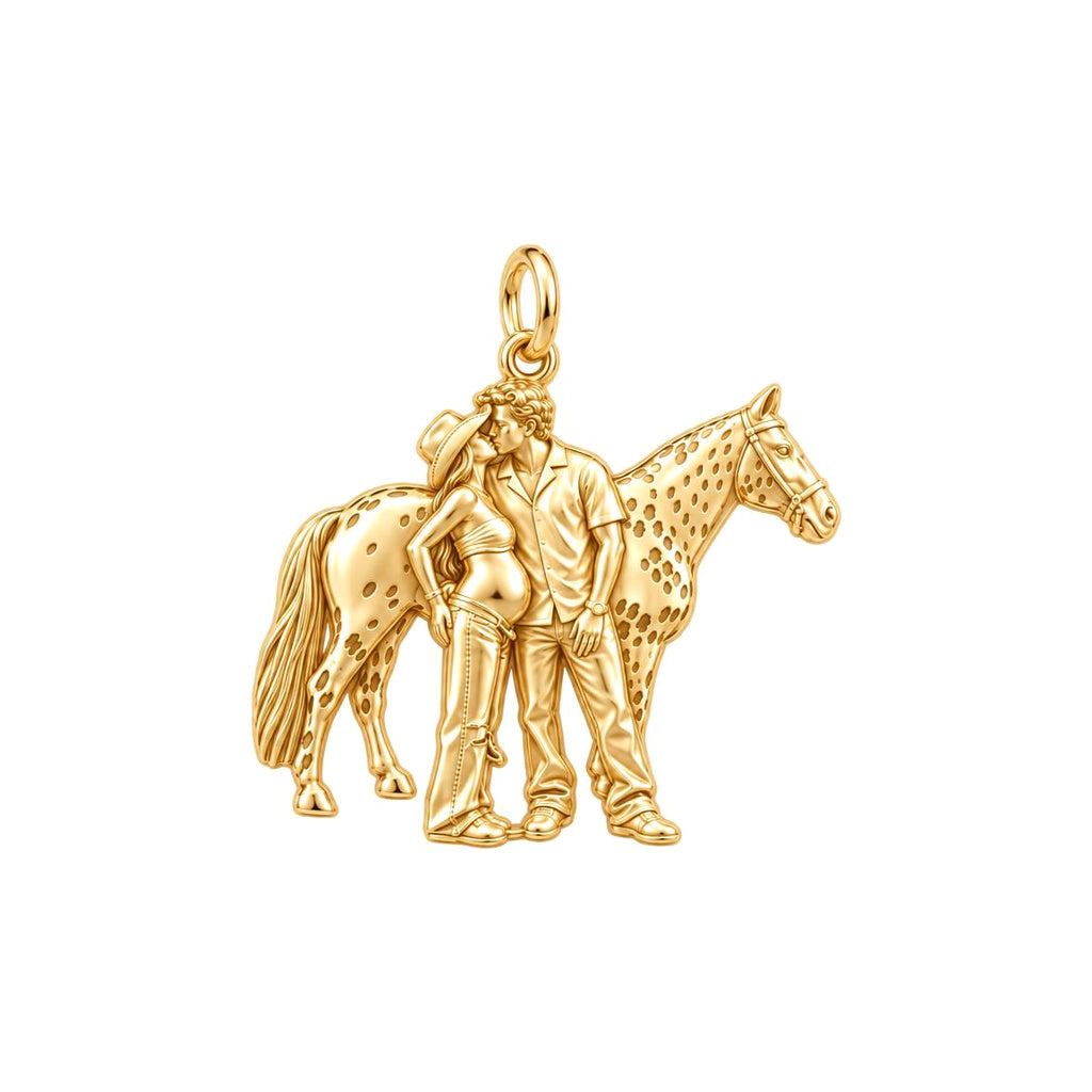 Equestrian Family Charm Bracelet – Personalized Couple Gift – 18K gold charm, front view