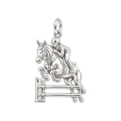 Equestrian Leap Charm Bracelet – Personalized Horse Lover Gift – silver charm, front view