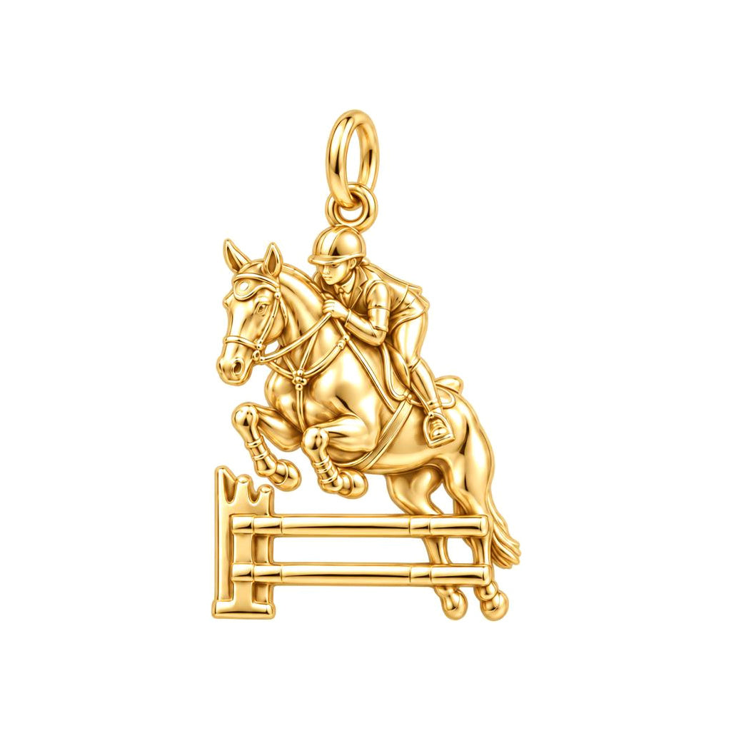 Equestrian Leap Charm Bracelet – Personalized Horse Lover Gift – 18K gold charm, front view
