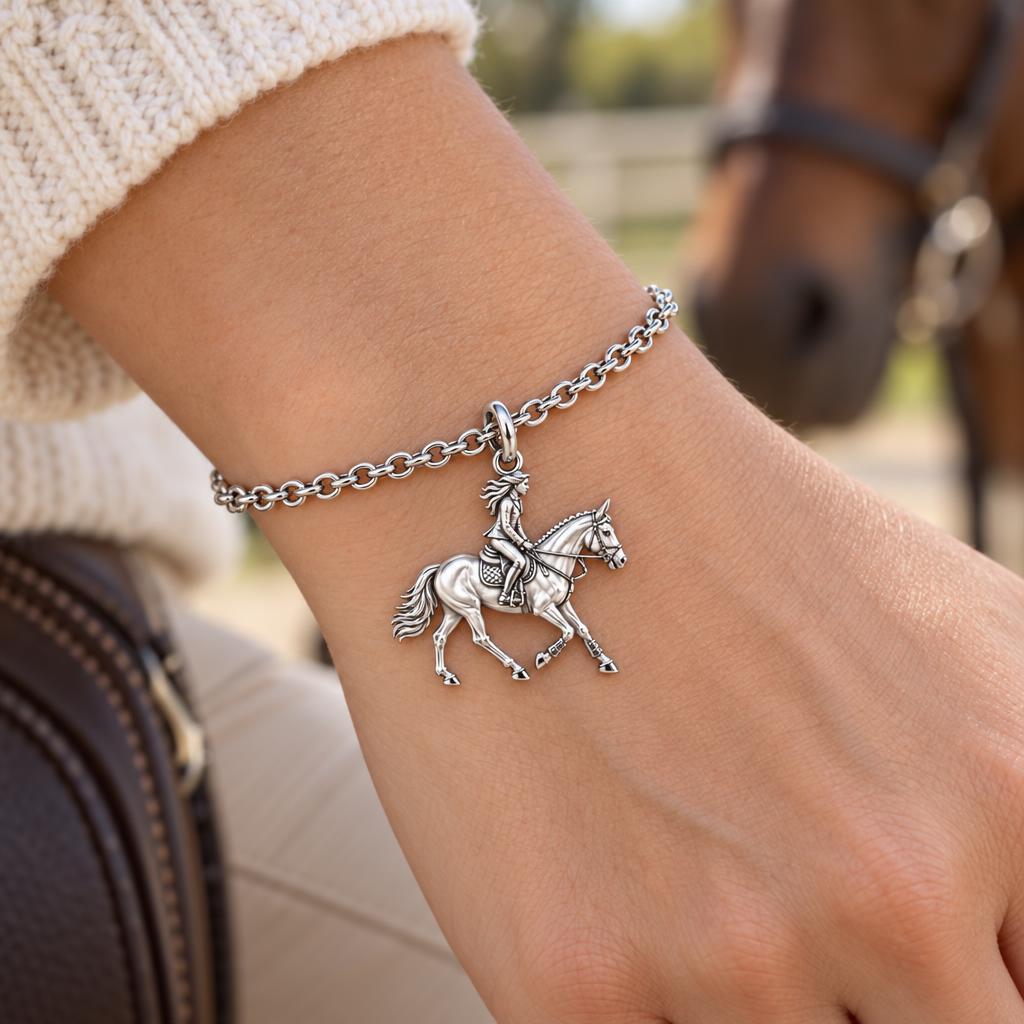 Equestrian Spirit Charm Bracelet Set – worn / in use